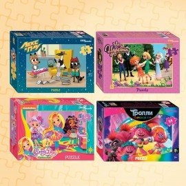 Пазлы картонные 54 элемента "Лицензионные сюжеты", КОМПЛЕКТ 30 шт., поле 17,5х13 см