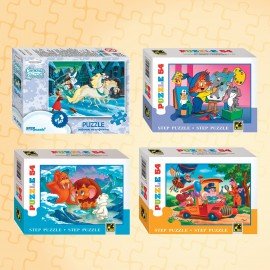 Пазлы картонные 54 элемента, "Лицензионные сюжеты", КОМПЛЕКТ 16 шт., поле 17,5х13 см, 480541