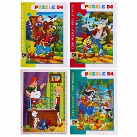 Пазлы картонные 54 элемента, "Лицензионные сюжеты", КОМПЛЕКТ 16 шт., поле 17,5х13 см, 480541