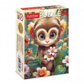 Пазл картонный 54 элемента "ОЧАРОВАТЕЛЬНЫЕ МОРДАШКИ", КОМПЛЕКТ 40 штук, 175х130мм, HATBER
