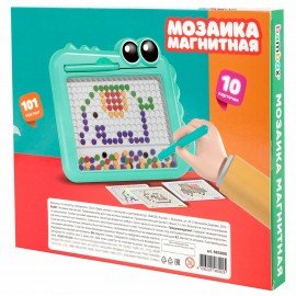 Мозаика магнитная развивающая для детей "Крокодил", стилус, 101 магнит, 10 карточек, BAMBOX, 665890