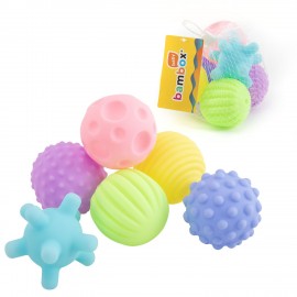 Тактильные мячики пастельные сенсорные игрушки развивающие ЭКО 6 штук d 60-80 мм, BAMBOX BABY (БАМБОКС БЭБИ), 665897