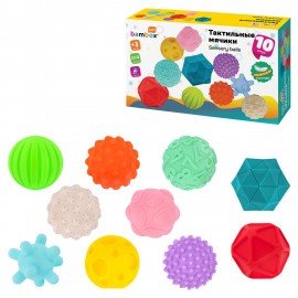 Тактильные мячики сенсорные игрушки развивающие ЭКО 10 штук, d 60-80 мм, BAMBOX BABY (БАМБОКС БЭБИ), 665899