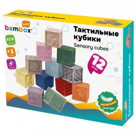 Тактильные кубики пастельные сенсорные с функцией сортера ЭКО 12 штук, BAMBOX BABY (БАМБОКС БЭБИ), 665901