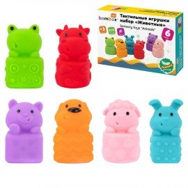 Тактильные игрушки Животные сенсорные, развивающие ЭКО 6 штук, BAMBOX BABY (БАМБОКС БЭБИ), 665903