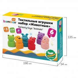 Тактильные игрушки Животные сенсорные, развивающие ЭКО 6 штук, BAMBOX BABY (БАМБОКС БЭБИ), 665903