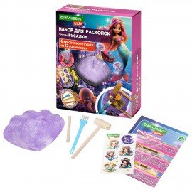 Набор для раскопок "Русалки" 17x21,5 см, инструменты, наклейки, BRAUBERG KIDS, 665927