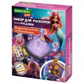Набор для раскопок "Русалки" 17x21,5 см, инструменты, наклейки, BRAUBERG KIDS, 665927