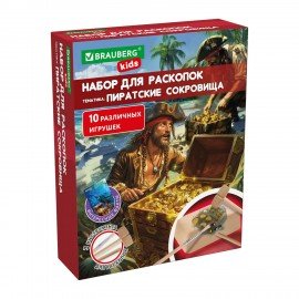 Набор для раскопок "Пиратский клад" 17x21,5 см, инструменты, BRAUBERG KIDS, 665928