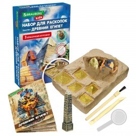 Набор для раскопок "Древний Египет" 16х23 см, инструменты, BRAUBERG KIDS, 665936