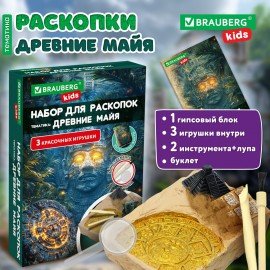 Набор для раскопок "Древние Майя" 16х23 см, инструменты, BRAUBERG KIDS, код 1с, 665940