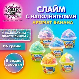 Слайм (лизун) + шариковый пластилин, 115 г, ассорти 6 видов, JOLLY JOT (ДЖОЛИ ДЖОТ),, 665949