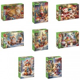 Пазл картонный НОВОГОДНИЙ 260 элементов АССОРТИ, 220х330 мм, HATBER