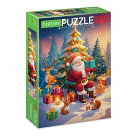 Пазл картонный НОВОГОДНИЙ 260 элементов АССОРТИ, 220х330 мм, HATBER