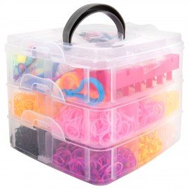 Набор резинок для плетения украшений 3000 шт, 15 цветов, бокс, бусины, станок, BamBox, 665976