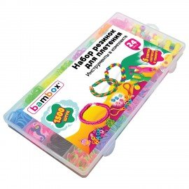 Набор резинок для плетения украшений 1500 шт, 24 цвета, бокс, бусины, BamBox, 665977