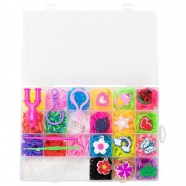 Набор резинок для плетения украшений 1000 шт, 21 цвет, бокс, бусины, BamBox, 665978