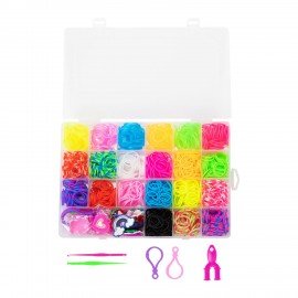 Набор резинок для плетения украшений 1000 шт, 21 цвет, бокс, бусины, BamBox, 665978