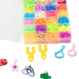Набор резинок для плетения украшений 1000 шт, 21 цвет, бокс, бусины, BamBox, 665978