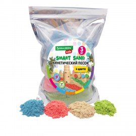 Песок для лепки кинетический, 4 цвета, 3000г, пакет, BRAUBERG KIDS, код 1С, 666005