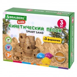 Песок для лепки кинетический, цвет песочный, 3000 г, коробка-песочница, формочки, ПИФАГОР, 666008