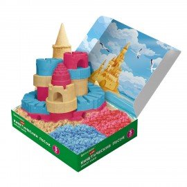 Песок для лепки кинетический, 3 цвета, 3000 г, коробка-песочница, ПИФАГОР, 666009
