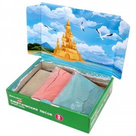 Песок для лепки кинетический, 3 цвета, 3000 г, коробка-песочница, ПИФАГОР, 666009