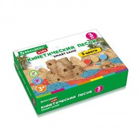 Песок для лепки кинетический, 3 цвета, 3000 г, коробка-песочница, ПИФАГОР, 666009