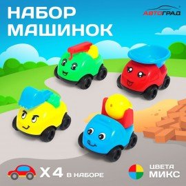 Набор детских машинок, размер машинки 5x4x4,5 см, 4 шт., 4444074
