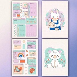 Стикербук для скрапбукинга А5 6л. 150 цветных стикеров, на скрепке, BRAUBERG, Bullet Journal, 666052