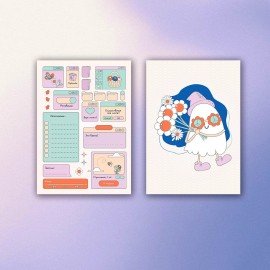 Стикербук для скрапбукинга А5 6л. 150 цветных стикеров, на скрепке, BRAUBERG, Bullet Journal, 666052