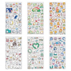 Наклейки гелевые "Зверята", 17,5х9 см, ассорти 6 видов, FUNSTER (ФАНСТЕР), 666080