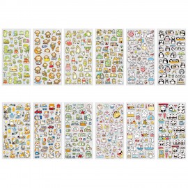 Наклейки гелевые "Зверяшки-обаяшки", 17,5х9 см, ассорти 12 видов, FUNSTER (ФАНСТЕР), 666085