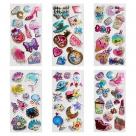 Наклейки объемные "Для девочек" с блестками, 17,5х9 см, ассорти 6 видов, FUNSTER (ФАНСТЕР), 666091