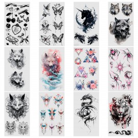 Наклейки-тату переводные "Разные", 20,5х10 см, ассорти 12 видов, FUNSTER (ФАНСТЕР), 666102