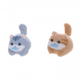 Игрушка пищалка мягкая заводная Кот с рыбой, 7,5см, ассорти 2 цвета, WOOZOO (ВУУЗУ), 666194