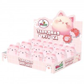Игрушка пищалка мягкая заводная Кот Пухляш, высота 8 см, WOOZOO (ВУУЗУ), 666201