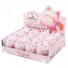 Игрушка пищалка мягкая заводная Кот Пухляш, высота 8 см, WOOZOO (ВУУЗУ), 666201