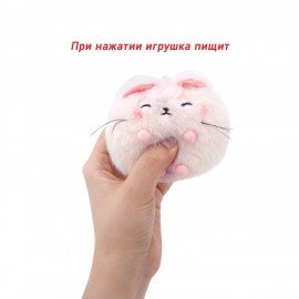 Игрушка пищалка мягкая заводная Кот Пухляш, высота 8 см, WOOZOO (ВУУЗУ), 666201