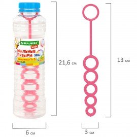 Мыльные пузыри, КОНЦЕНТРАТ 1 к 3, 500 мл, индивидуальная упаковка, BRAUBERG KIDS, код, 666209