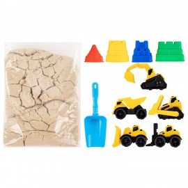 Набор кинетического песка 3 кг "ВЕСЕЛАЯ СТРОЙКА" песочница, игрушки, формочки, BRAUBE, 666210