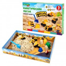 Набор кинетического песка 3 кг "ВЕСЕЛАЯ СТРОЙКА" песочница, игрушки, формочки, BRAUBE, 666210