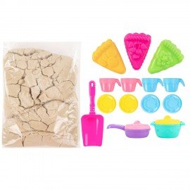 Набор кинетического песка 3 кг "ВЕСЕЛОЕ ЧАЕПИТИЕ" песочница, игрушки, формочки,BRAUBE, 666213