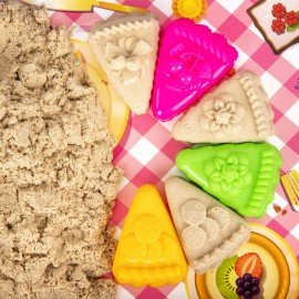 Набор кинетического песка 3 кг "ВЕСЕЛОЕ ЧАЕПИТИЕ" песочница, игрушки, формочки,BRAUBE, 666213