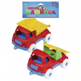 Набор пластиковых машинок 2 шт, самосвал и пожарная машина, 12 см, РК, И-5677