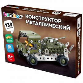 Конструктор металлический "Грузовик с танком", с подвижными деталями, 133 элемента, BAMBOX, 666363