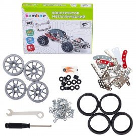 Конструктор металлический "Гоночный болид", с подвижными деталями, 146 элементов, BAMBOX, 666365