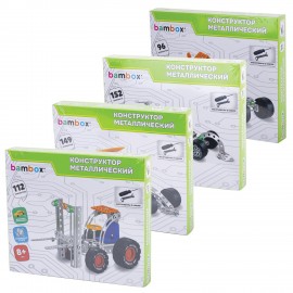 Конструктор металлический "Машинки" 4 вида ассорти, BAMBOX, 666367