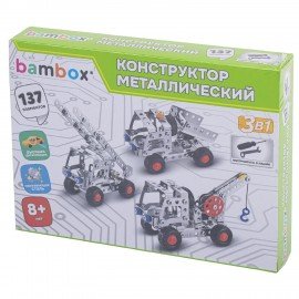 Конструктор металлический "Строительная техника 3в1", подвижные детали, 137 элементов, BAMBOX, 666369