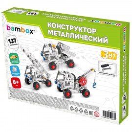 Конструктор металлический "Строительная техника 3в1", подвижные детали, 137 элементов, BAMBOX, 666369
